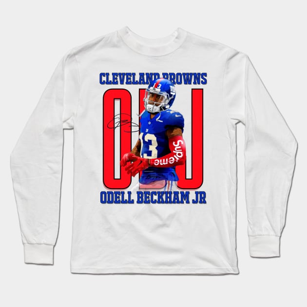 Odell Beckham Jr Aesthetic Tribute 〶 Long Sleeve T-Shirt by Terahertz'Cloth